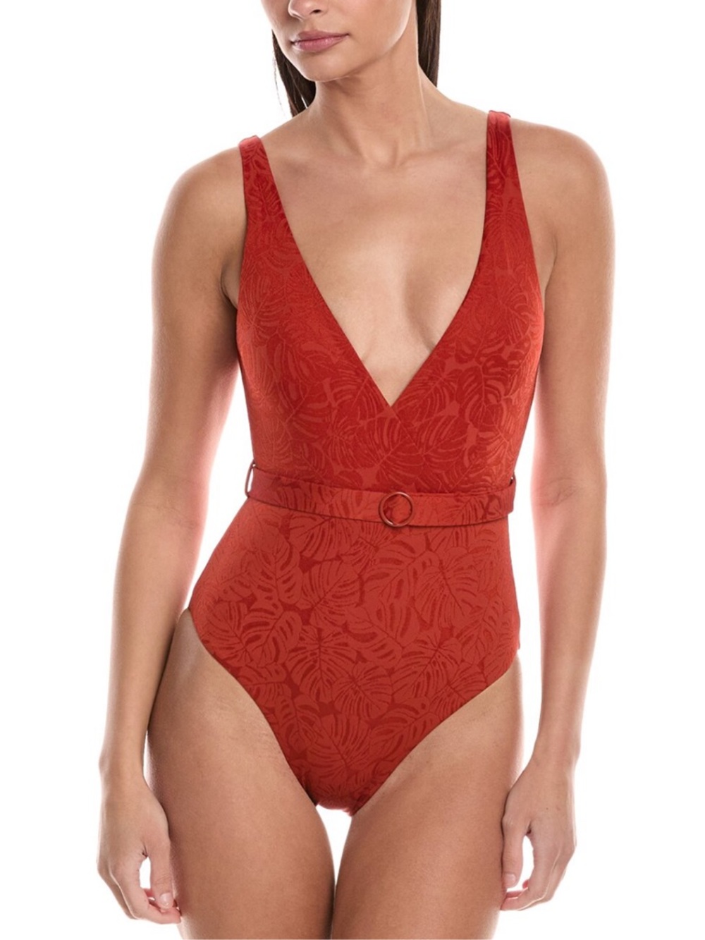 Onia Deep V Belted One-Piece Swimsuit